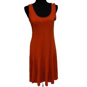 Garnet Hill  S Trapeze Pima Cotton Tank Dress Lagenlook Rust Midi Flared capsule